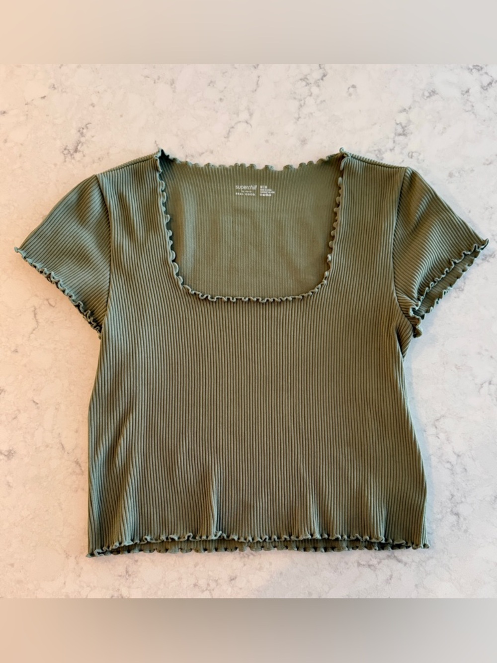aerie Superchill Olive Seamless Ribbed Top, NWOT!! Sz M